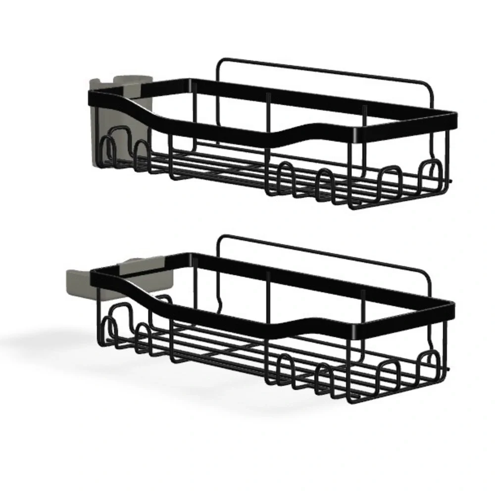 Wall-Mounted Black Bathroom Storage Shelf - Modern Bath Organizer